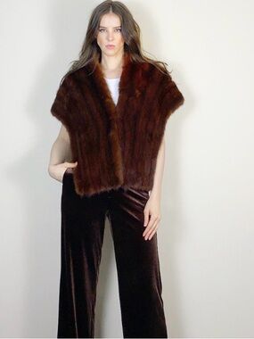 Vintage 40s 50s Brown Fur Capelet Stole